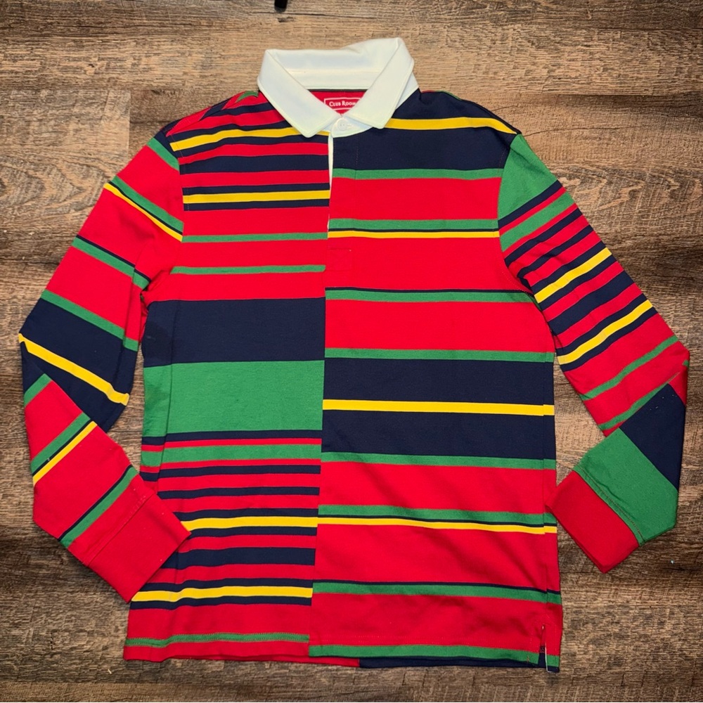 Club Room Rodman Striped Rugby Long Sleeve  Polo Shirt Men’s Size Medium